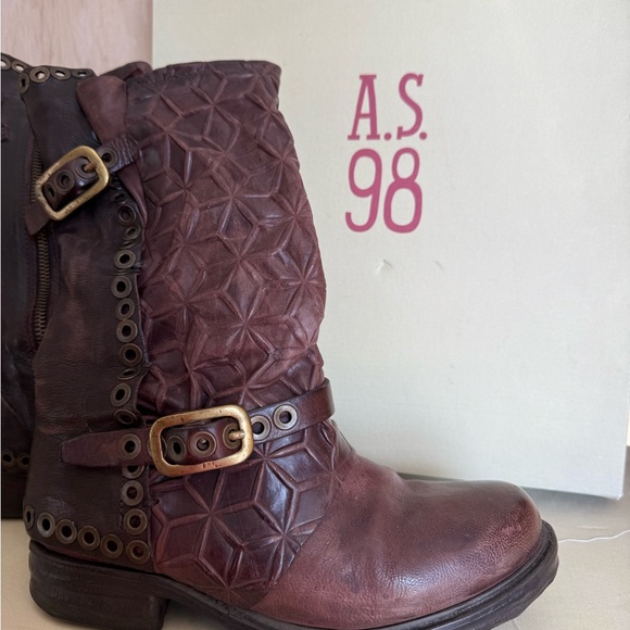 AS 98 STOCKTON Motorcycle Boots Cognac Brown/Brass hardware. - Picture 3 of 12
